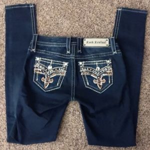 Rock Revival dark denim, Mid-rise skinny jeans